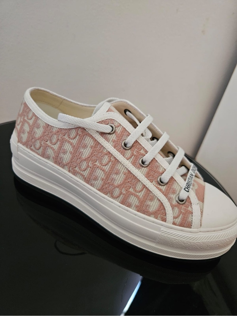 Pink Low-Top Canvas Platform Sneaker